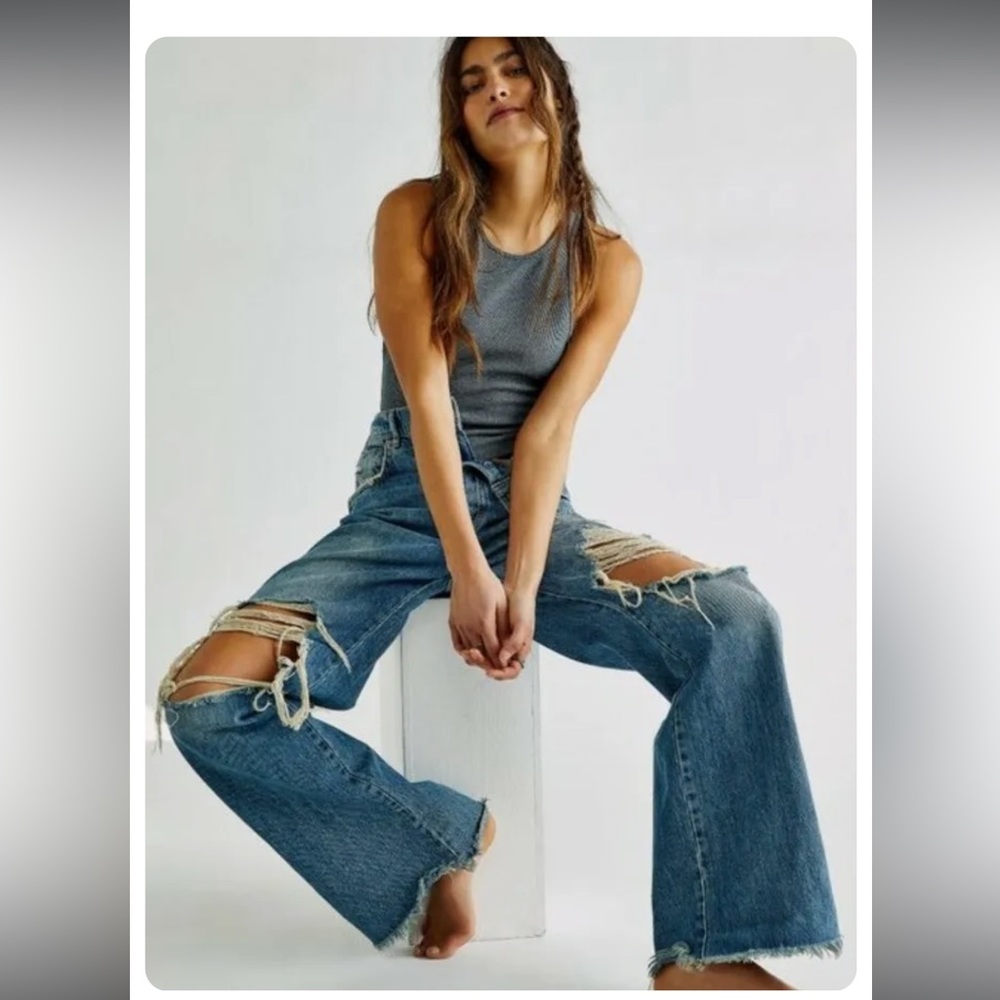 Free People We The Free Ollie Extreme Wide Leg Jeans Size 28